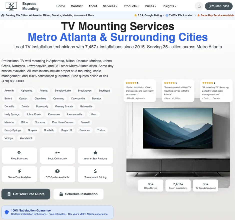 Express Mounting: From startup to Metro Atlanta's top-rated TV installation service