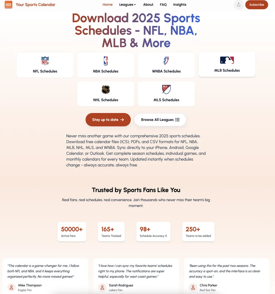 Your Sports Calendar: From side project to 50,000+ sports fans' essential tool